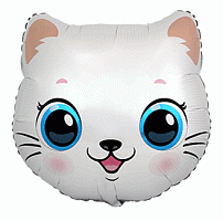 FM фигура 902872 Голова Котика белого МИНИ 14" фольгированный шар 